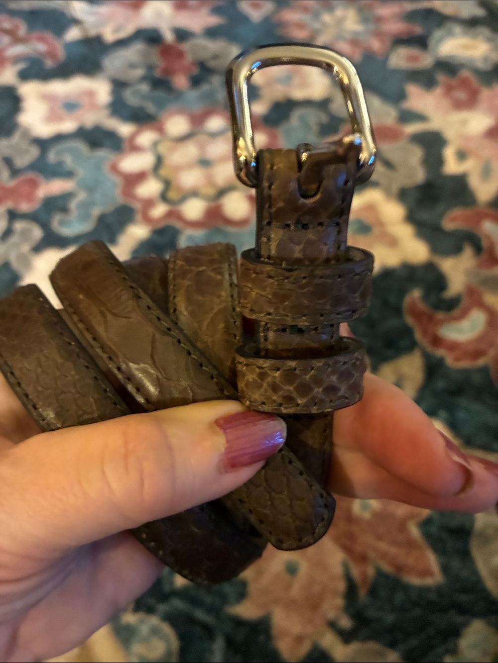 Banana Republic Brown Textured Leather Belt with Silver Buckle L